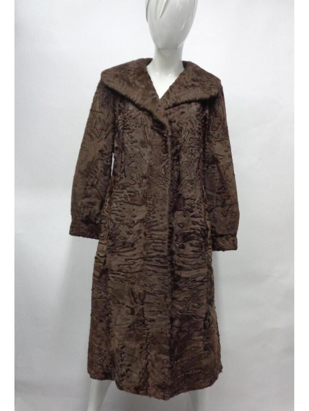 EXCELLENT BROWN SWAKARA LAMB FUR JACKET COAT WOMEN WOMAN SIZE 4 PETITE